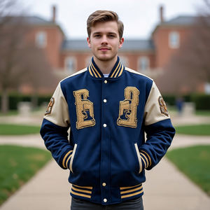 Corps en laine avec manches en cuir véritable Varsity Jacket Hommes Respirant Collage Manteaux Hiver Baseball Varsity Jacket Hommes - Product Image 6