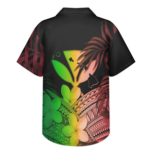 Chemise hawaïenne à manches courtes pour homme avec imprimé floral et tribal violet, coupe classique, vêtement décontracté, imprimé par sublimation, 100 % polyester - Product Image 2