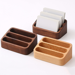 Porte-cartes de visite en bois fait main classique élégant unique impression de logo personnalisé utilisation décorative poli naturel - Product Image 3