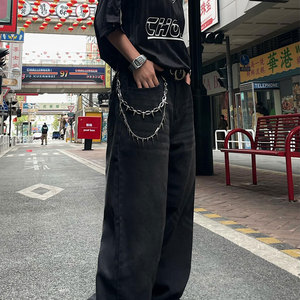 กางเกงยีนส์ผู้ชายทรงโอเวอร์ไซส์ ทรงปกติ สไตล์สตรีทแวร์ สำหรับฤดูร้อน สีพื้น ผ้าฝ้าย 100% สีเข้ม สำหรับกิจกรรมกลางแจ้ง บริการ OEM - Product Image 5