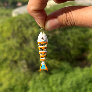 จี้รูปปลาเคลื่อนไหวแบบประกบเคลือบสีสันสดใสอุปกรณ์เสริมสำหรับการทำเครื่องประดับมหาสมุทรชุบทอง - Product Image 3