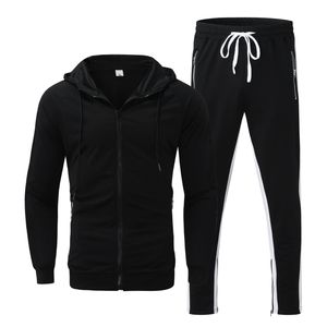 Sweat à capuche et pantalon de survêtement en coton de haute qualité à la mode avec poches souples Survêtements personnalisés pour hommes - Product Image 1