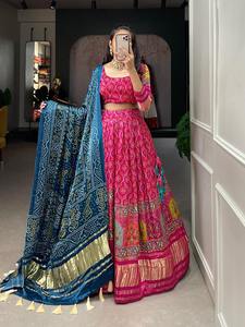 ชุดออกแบบใหม่ล่าสุดผ้าไหม gaji lehenga choli & dupatta พร้อมพิมพ์ดิจิตอลและ lagadi patta ทำงานแฟชั่นผู้หญิง - Product Image 3