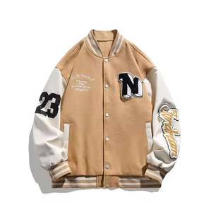 Veste universitaire vierge de créateur OEM avec logo personnalisé pour hommes veste universitaire pour hommes Streetwear avec écusson en chenille veste universitaire Letterman de baseball en cuir - Product Image 4