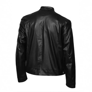 Veste en cuir de locomotive de haute qualité pour hommes Veste en cuir punk à col montant pour hommes - Product Image 5