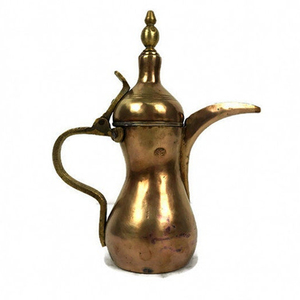 Vintage 750ml Solid Brass Dallah Coffee <b>Pot</b> Large Indian Style 200ml Teaware <b>Set</b> Sustainable Metal Drinkware for Home Use - Product Image 1