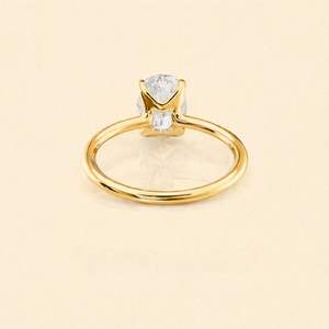 IGI Certified Oval Cut Lab Grown Diamond Engagement <b>Ring</b> 9K White / Rose & Yellow Gold Solitaire Diamond <b>Ring</b> for Women - Product Image 3