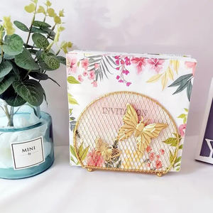 Porte-serviettes en métal doré au design unique et attrayant Porte-papier Porte-mouchoirs en papier Taille personnalisée Décoration de table - Product Image 4