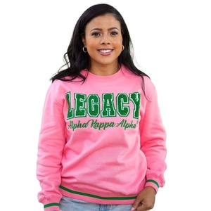 Sudadera de Invierno 2026 de la Hermandad Griega Pink Legacy, Letras de Chenilla Verdes en la Parte Delantera, Sudadera Cómoda para Mujer, Ropa de Calle Universitaria a la Moda - Product Image 1