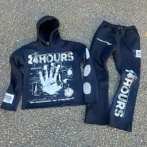 Ensemble survêtement 2 pièces personnalisé imprimé pour homme, hiver, 400 GSM, coupe ample, épaules tombantes, style streetwear, pantalon droit - Product Image 3