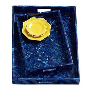 Plateau de service en bois fait à la main de taille personnalisée avec conception unique de fleurs en incrustation d'os-Artisanat Fourniture en gros - Product Image 1