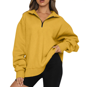 Dernier style d'hiver chaud vêtements décontractés femmes demi fermeture éclair sweats dames décontracté hiver imprimé Logo haute qualité sweats - Product Image 1
