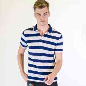 Logo personnalisé décontracté Slim affaires rayé polo pour hommes Bur Berry 100% coton respirant bouton de jogging à manches longues - Product Image 3