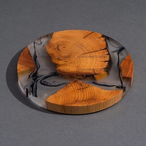 Hot Selling New Arrival Wood and Resin Square Shape <b>Coasters</b> Set <b>Table</b> Decorate Birthday Party Kitchenware Used High Quality - Product Image 5