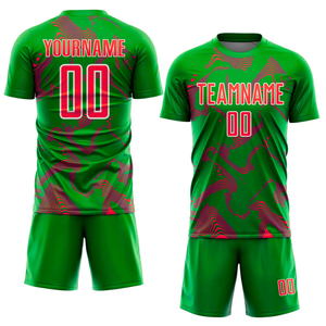 Conjunto de uniformes de fútbol personalizados al por mayor, camiseta y pantalones cortos de fútbol por sublimación, ropa de equipo transpirable de poliéster de secado rápido, OEM - Product Image 3