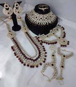 ชุดสร้อยคอแต่งงานสำหรับผู้หญิงและผู้หญิงชุดเครื่องประดับเจ้าสาวแบบดั้งเดิมและแฟนซีเพทายชุบทองและเพชรสังเคราะห์ - Product Image 2