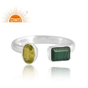 Meilleure vente 925 argent Sterling naturel Malachite et péridot bague en pierres précieuses bijoux personnalisés pour les femmes cadeau pour elle - Product Image 3