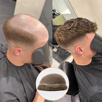Yinshun - Toupee de Cabello Humano con Encaje Completo Europeo para Hombre, Disponible en Marrón, Negro y Rubio, Transpirable, con Partidura Libre