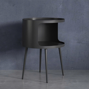 Contemporary Metal Nightstand with Open Storage, Round End <b>Table</b> <b>for</b> <b>Sofa</b> <b>Side</b>, Bedroom and Apartment Furniture - Product Image 4