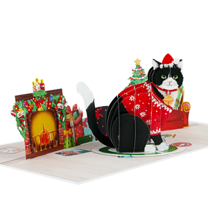 Papá Noel en el bosque Tarjeta de Navidad Regalo de Navidad 3D Pop up Gracias Tarjetas de felicitación para vacaciones de invierno Año Nuevo 15x20cm Artesanía - Product Image 4