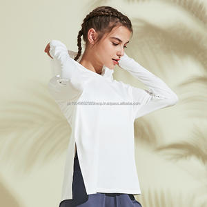 New Sports Fitness Thumb Buckle <b>Long</b>-<b>Sleeved</b> Yoga Top for Women With Hoodie Quick-drying Yoga Clothes Sports <b>T</b>-<b>shirts</b> Woman - Product Image 2