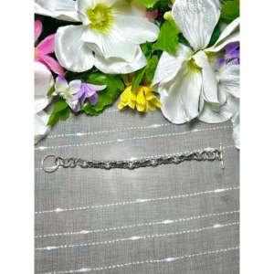 Navajo-Made Sterling Silver Link <b>Bracelet</b> 18K Gold Rhodium Gold Featuring Ethnically-Style Religious Design Diamond Pearl <b>Ruby</b> - Product Image 2