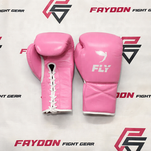 Guantes de Boxeo de Piel de Vacuno Genuina Rosa Personalizados de Alta Calidad OEM, Cómodos, Profesionales, con Cordones, para Sparring, Kickboxing y MMA - Product Image 1