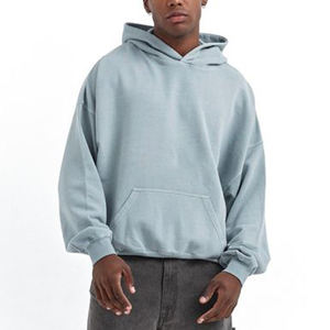 Venta al por mayor sudaderas con capucha lisas para imprimir peso pesado lavado en blanco de gran tamaño hombro caído algodón negro personalizado sudaderas con capucha - Product Image 1