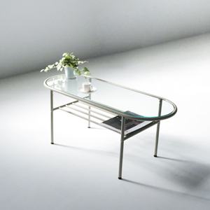 Table basse élégante moderne en verre trempé et acier pour meubles de salon à la maison - Product Image 6