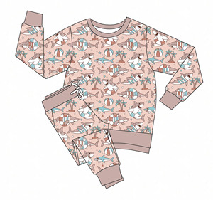 Vente en gros de vêtements pour bébés en éponge française deux pièces ensembles de vêtements pour enfants ensemble de jogging pour bébé ensemble de sweat-shirts en bambou ODM OEM - Product Image 4