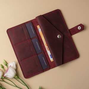 ¡Novedad de 2025! Cartera de viaje larga Vintage de cuero genuino para mujer, antirrobo, fácil de llevar, billetera económica, - Product Image 6