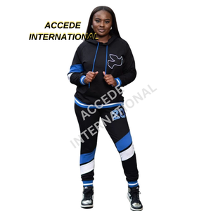 High Quality 100% Cotton Fleece Solid Regular Fit Tracksuit Zeta Phi Beta Shield Sweat Suit Casual Streetwear Eco-Friendly <b>Set</b> - Product Image 4