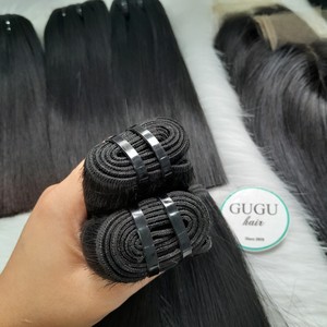 Extensiones de cabello de trama negra cruda de 12 pulgadas Super doble dibujado hueso recto humano vietnamita Etiqueta Privada paquetes crudos para mujeres negras - Product Image 3