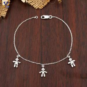 1.12 TDW Round,Triangle & <b>Baguette</b> Diamond <b>Bracelet</b> 18k White Gold Non Certified Diamond Cvd/Hpht Diamond Jewelry - Product Image 1