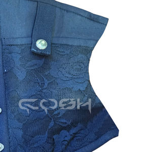Corset sous-poitrine en dentelle florale bleue en coton avec baleines en acier et fermeture frontale à agrafes |   Corset gothique amincissant pour la taille - Product Image 4
