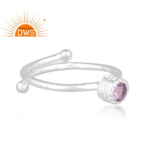 Meilleure qualité 925 argent sterling fin naturel rose améthyste pierre précieuse bague empilable fabricant de bijoux personnalisés - Product Image 2