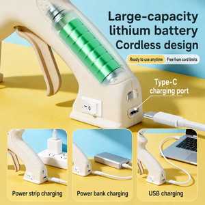 ปืนกาวร้อนไร้สาย 3.7V ลิเธียมไอออน ชาร์จไฟได้ผ่านพอร์ต Type-C ใช้กับกาวแท่งขนาด 7 มม. เครื่องมือ DIY ขนาดเล็กสำหรับงานประดิษฐ์ - Product Image 5