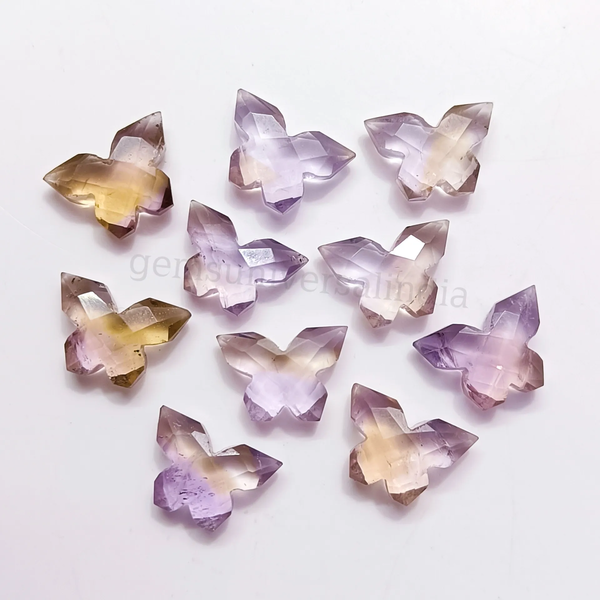 Natürliche Ametrine Schmetterlingsform Perlen Edelstein Kupfer rosa Schmetterling geschnitzte Perlen lose handgeschnitzte Edelstein-Perlen, 10 × 14 mm