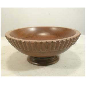 Bol de service en bois de conception de coupe côtelée pour la vaisselle de table de bol de service de fruits de salade décorative - Product Image 1