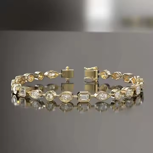 3mm Multi Shapes Cut VVS Moissanite Charm Tennis Bracelet Or Jaune Mariage Unisexe Argent Sterling 925 Trendy Party - Product Image 2