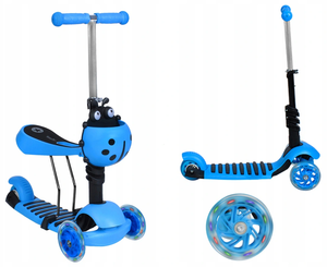Trottinette pour enfants avec siège 3-en-1, hauteur réglable, bleu vert - Product Image 1