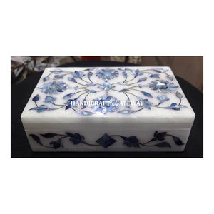 Blue Marble Floral Art Inlay <b>Mother</b> <b>Of</b> <b>Pearl</b> Wedding Gift Boxes And <b>Jewelry</b> Storage Boxes In Rectangle Shape For Home Decoration - Product Image 1