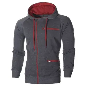 Cozy Comfortable Men's 100% Cotton Zipper-Up Fleece Hoodie con impresión digital y bolsillo para uso activo en invierno - Product Image 1