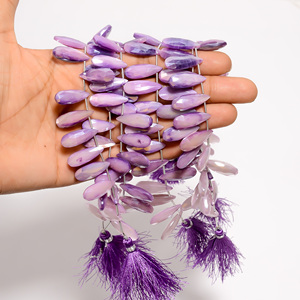 Perles enduites en forme de poire de pierre de lune, perles de pierre de lune violettes bio, perles de pierre de lune à facettes pour la fabrication de bijoux, - Product Image 5