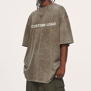 Wholesale Vintage T-Shirt Polyester / Cotton Acid Washed Custom Graphic Regular Fit <b>Short</b> <b>Sleeve</b> Canvas Personalized Plus Sizes - Product Image 4