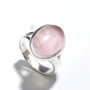 Vintage Rose Quartz Engagement Oval Shaped <b>Silver</b> Plated <b>Solid</b> <b>Silver</b> Genuine Rose Quartz Wedding Ring Birthstone Gemstone - Product Image 5