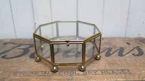 Gold Glass Jewelry <b>Box</b> Vintage Glass <b>Keepsake</b> <b>Box</b> Square Brass Glass Trinket <b>Box</b> Glass Terrarium for Home Decor Gift Display - Product Image 4