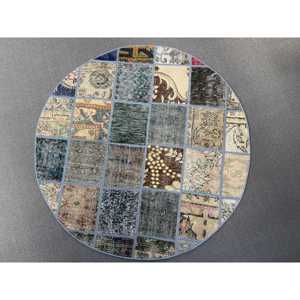 Alfombra Turca de 3.37x3.37 pies, Alfombra Vintage, Alfombra de Lana con Puntos Azules - Product Image 4