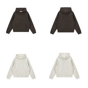 เสื้อมีฮู้ดผ้าฝ้ายโอเวอร์ไซส์พร้อมกระดุมที่คอเสื้อสวมหัวสำหรับผู้ชาย - Product Image 1