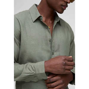 Chemise décontractée à col montant et à simple boutonnage en coton à carreaux pour hommes grande taille, pour l'été, 100% coton - Product Image 3